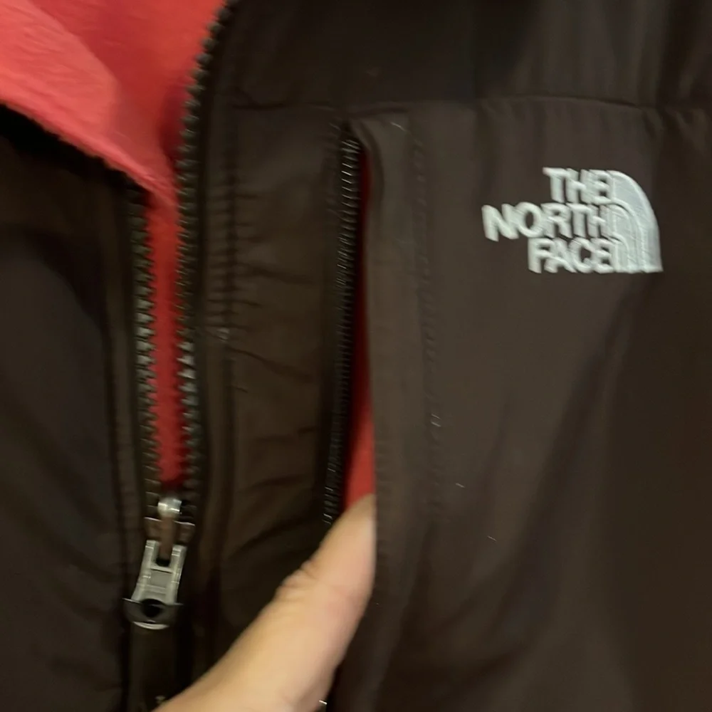 THE NORTH FACE POLARTEC WOMENS ZIP FRONT TWO TONE JACKET BROWN RED SIZE SMALL_3